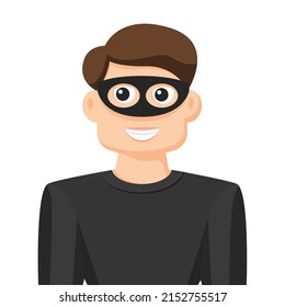 Robber in simple flat vector, personal profile icon or symbol, people concept vector illustration.