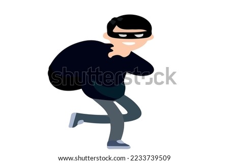 robber stealing money bag and running