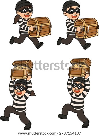 robber thief character illustration taking treasure trove