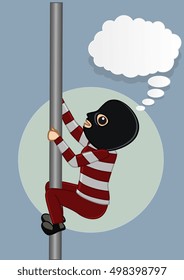 Robber Trying to Climb on Pole to Be Safe