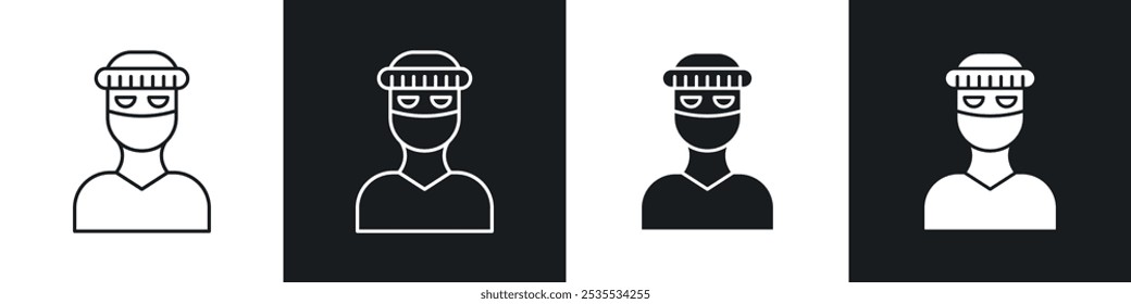 Robber vector icon set in black and white. EPS 10 illustration