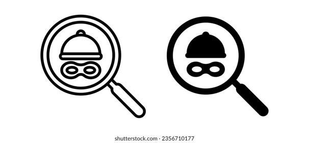 Robber vector icon set. Spy agent searching symbol