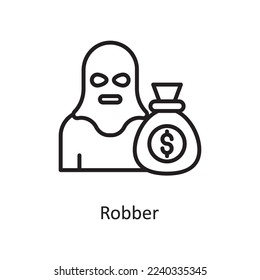 Robber  Vector Outline Icon Design illustration. Law Enforcement Symbol on White background EPS 10 File