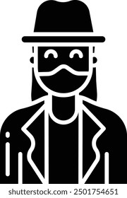 robber woman solid glyph vector illustration