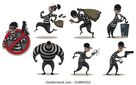 Robbers in Mask  color set, vector