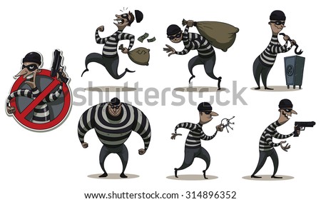 Robbers in Mask  color set, vector
