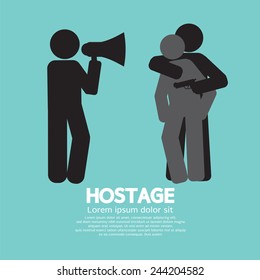 Robbery, Hostage And Policeman Graphic Symbol Vector Illustration