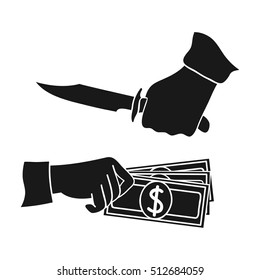 Robbery icon in black style isolated on white background. Crime symbol stock vector illustration.