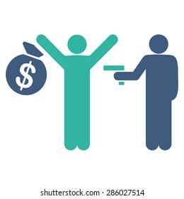 Robbery icon from Business Bicolor Set. This flat vector symbol uses cobalt and cyan colors, rounded angles, and isolated on a white background.