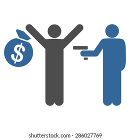 Robbery icon from Business Bicolor Set. This flat vector symbol uses cobalt and gray colors, rounded angles, and isolated on a white background.