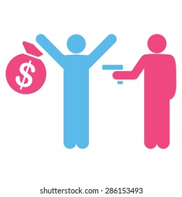 Robbery icon from Business Bicolor Set. This flat vector symbol uses pink and blue colors, rounded angles, and isolated on a white background.