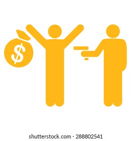 Robbery icon from Business Bicolor Set. This flat vector symbol uses yellow color, rounded angles, and isolated on a white background.