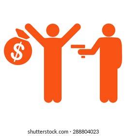 Robbery icon from Business Bicolor Set. This flat vector symbol uses orange color, rounded angles, and isolated on a white background.