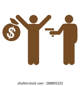 Robbery icon from Business Bicolor Set. This flat vector symbol uses brown color, rounded angles, and isolated on a white background.