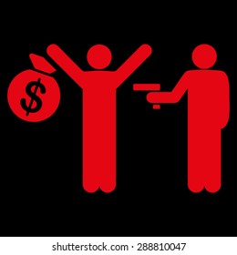 Robbery icon from Business Bicolor Set. This flat vector symbol uses red color, rounded angles, and isolated on a black background.