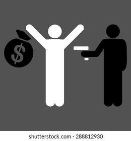 Robbery icon from Business Bicolor Set. This flat vector symbol uses black and white colors, rounded angles, and isolated on a gray background.