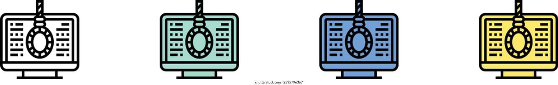 Raubsymbol. Kontur, Design im grünen, blauen und gelben Stil einzeln auf weißem Hintergrund
