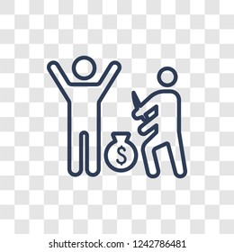 Robbery icon. Trendy linear Robbery logo concept on transparent background from Insurance collection