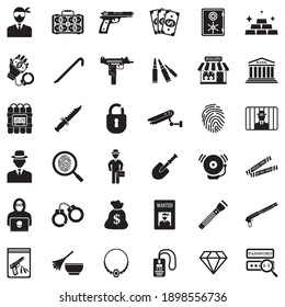 Iconos de robo. Diseño plano negro. Ilustración vectorial.