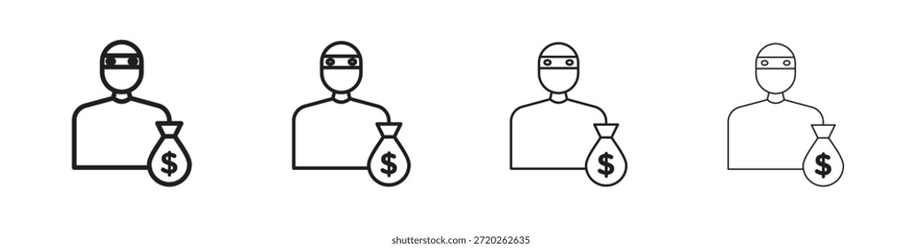 Iconos de robo Esquema de símbolo de Vector