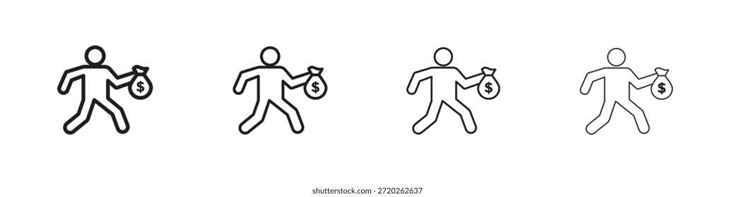 Iconos de robo Esquema de símbolo de Vector