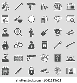 Robbery Icons. Sticker Design. Vector Illustration.