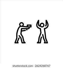 Symbol für Raubüberfall. Figur Räuber Linie Kunst Illustration.
