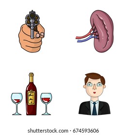 robbery, restaurant and other web icon in cartoon style.Medicine, financier icons in set collection.