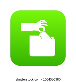 Robbery secret data in folder icon digital green for any design isolated on white vector illustration