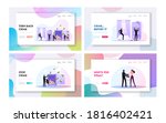 Robbery or Theft Landing Page Template Set. Masked Robber Characters Hold Gun and Glowing Flashlight Sneaking for Steal Money, Organized Gangsters Band Armed Attack. Cartoon People Vector Illustration