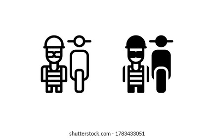 Robbery, Thief, Steal Motorcycle accident Icon, Logo, Vector