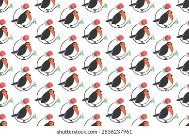 Robbin bird seamless pattern background template. Bird background template