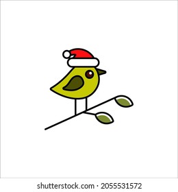 Robbins in Santa hat vector illustration