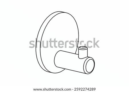 Robe Hook, for towels and clothes in the bathroom fittings vector illustrator line drawing
