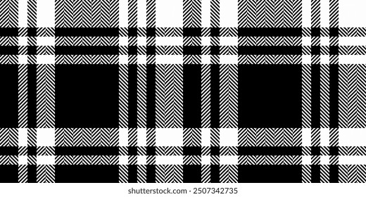 Robe texture plaid background, blank vector fabric tartan. Cultural pattern textile seamless check in black and white colors palette.