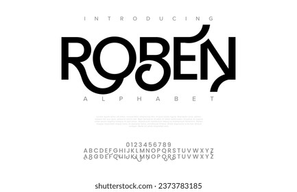 Roben kreative moderne urbane Schrift. Digitaler abstrakter Moslem, futuristisch, Mode, Sport, minimale Technologie Typografie. Einfache numerische Vektorgrafik