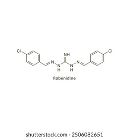 Robenidine flat skeletal molecular structure Antiprotozoal drug used in coccidiosis treatment. Vector illustration scientific diagram.
