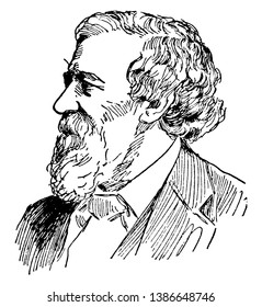 Robert Browning, 1812-1889, He Was An English Poet And Playwright Whose Mastery Of The Dramatic Monologue Made Him One Of The Foremost Victorian Poets, Vintage Line Drawing Or Engraving Illustration