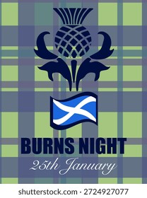 Robert Burns Night 25th January Scottish heritage festival. Vector vintage illustration