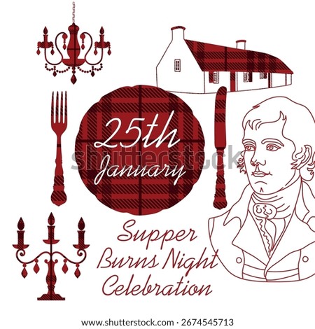 Robert Burns Night 25th January, United Kingdom Scotland background vintage invitation illustration