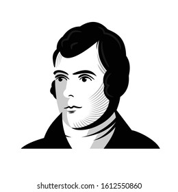 Robert Burns Scottish poet and lyricist. Vector illustration 