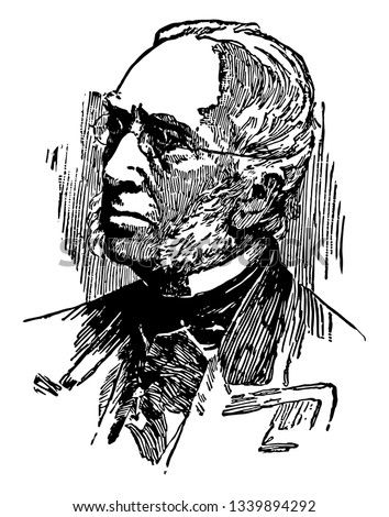 Robert Charles Winthrop 1809 to 1894 he was an American lawyer philanthropist and United States senator from Massachusetts vintage line drawing or engraving illustration
