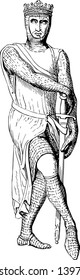 Robert of Normandy was a Effigy of Robert in Gloucester Cathedral vintage line drawing or engraving illustration.