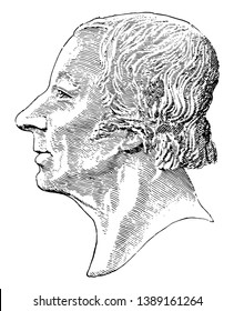 Robert Owen, 1771-1858, he was a Welsh social reformer and one of the founders of utopian socialism and the cooperative movement, vintage line drawing or engraving illustration