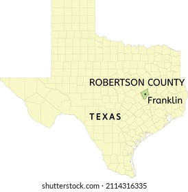 Robertson County and city of Franklin location on Texas state map