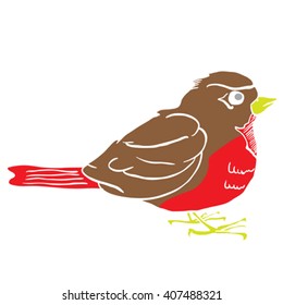 robin bird cartoon illustration isolated on white
