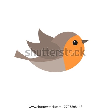 Robin bird flying. Cute bird illustration. Vector design element.