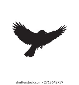 Robin bird flying silhouette vector flat illustration design on white background.