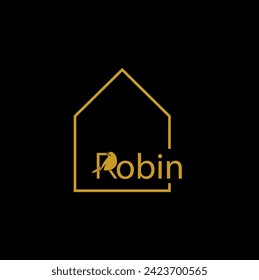 Robin bird house elegant modern logo design