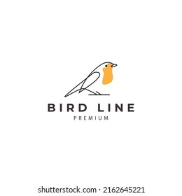 robin  bird with a line style logo vector icon symbol illustration design